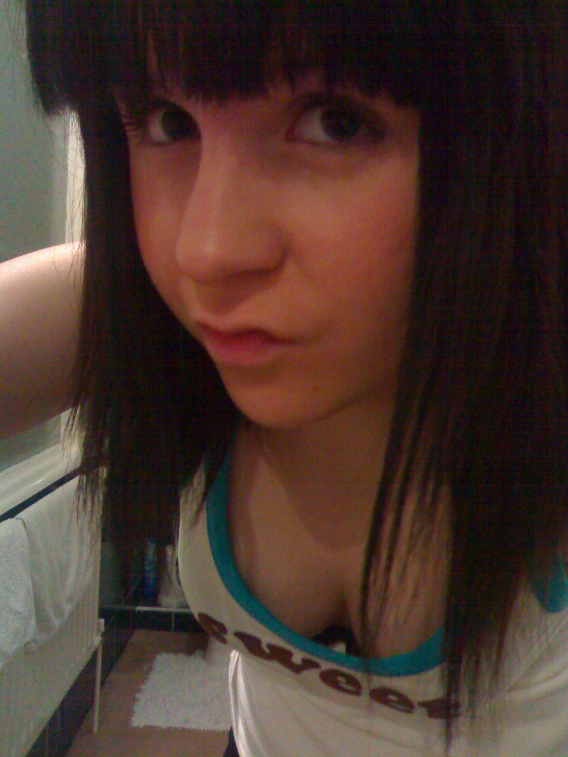 Young Cute Amateur Shaved Teen Brunette Girlfriend Ariel Rebel with Black Hair