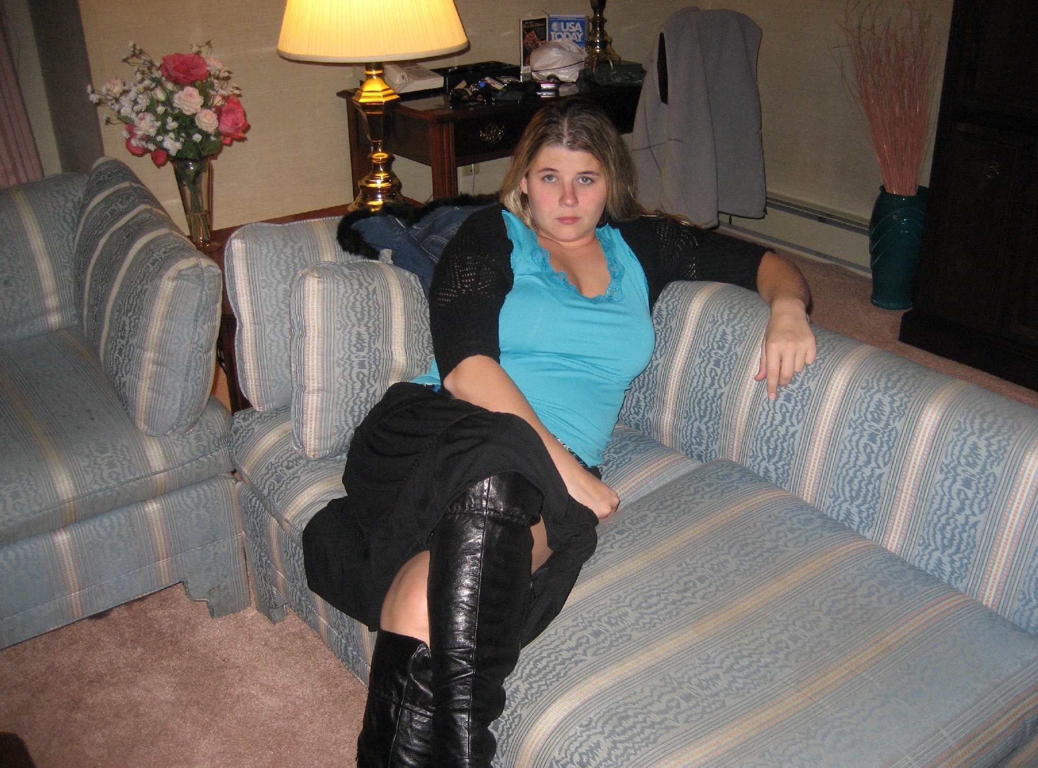 Amateur Chubby Shaved Wife with Big Naturals Wearing Lingerie Giving Blowjob image